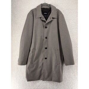 Express Jacket Men's Large Water‎ Resistant Tan Houndstooth Trench Coat